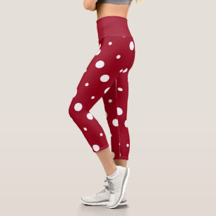 Leggings Capri points rouges et blancs