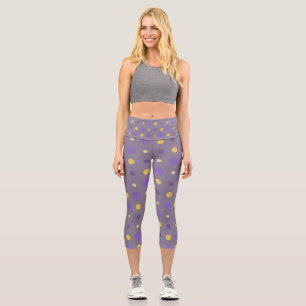 Leggings Capri Points violets et jaunes