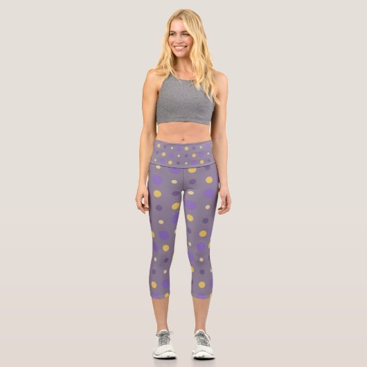 Leggings Capri Points violets et jaunes (Recto)