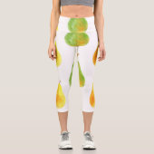 Leggings Capri Poires dessinées à la main, aquarelle image alimen (Recto)