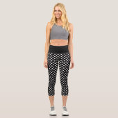 Leggings Capri Pois blancs mignons en noir (Recto)