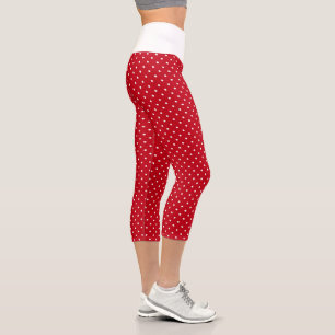 Leggings Capri Pois blancs mignons en rouge