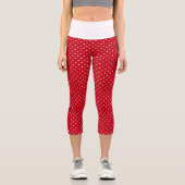 Leggings Capri Pois blancs mignons en rouge (Recto)