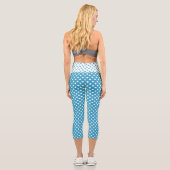 Leggings Capri Pois blancs sur Arrière - plan bleu Peacock (Verso)