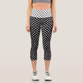 Leggings Capri Pois blancs sur Arrière - plan noir (Recto)