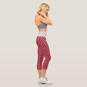 Leggings Capri Pois blancs sur Crimson Red
