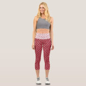 Leggings Capri Pois blancs sur Crimson Red (Recto)