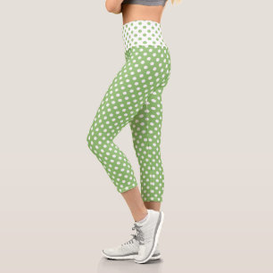 Leggings Capri Pois blancs sur Pistachio Green