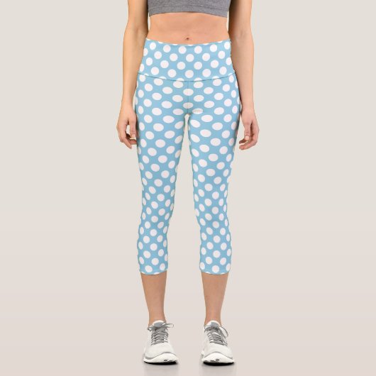 Leggings Capri Pois Bleus, Motif Pointe Polka, Points, Pointe (Recto)