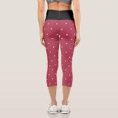 Leggings Capri Pois géométriques blancs noirs et Roses (Verso)