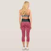 Leggings Capri Pois géométriques blancs noirs et Roses (Verso)