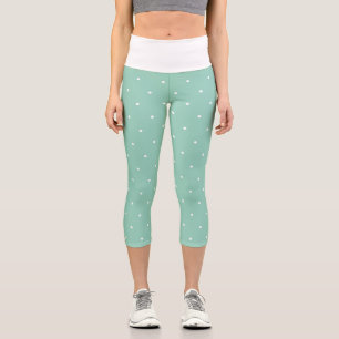 Leggings Capri Pois géométriques Turquoises et blancs Pastel