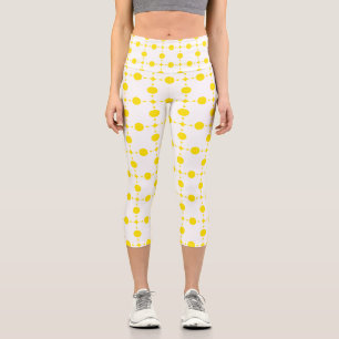 Leggings Capri Pois Jaunes, Motif Polka Dot, Points, Pots