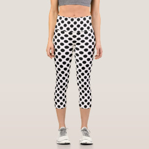 Leggings Capri Pois, Motif Polka Dot, noir et blanc