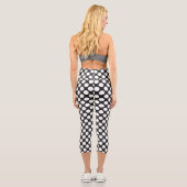 Leggings Capri Pois noir et blanc Rétro moderne Abstrait (Verso)