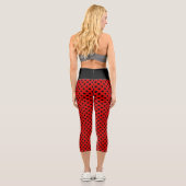 Leggings Capri Pois noirs mignons en rouge (Verso)