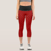 Leggings Capri Pois noirs mignons en rouge (Recto)