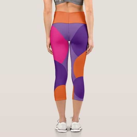 Leggings Capri Pois orange, violet et rose chaud (Verso)