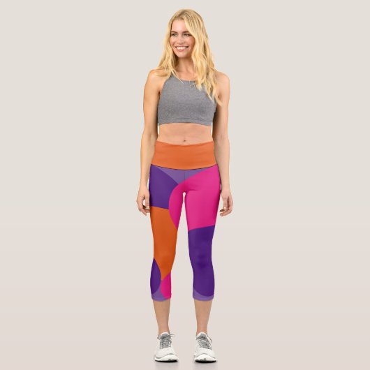 Leggings Capri Pois orange, violet et rose chaud (Recto)