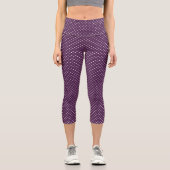 Leggings Capri Pois pourpres et blancs (Recto)