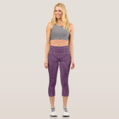 Leggings Capri Pois pourpres et blancs (Recto)