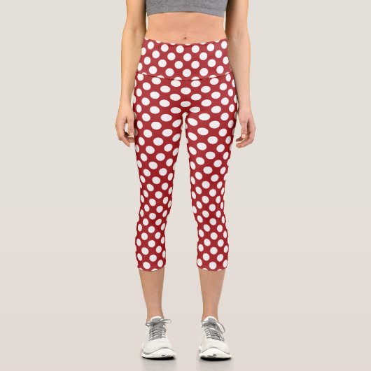 Leggings Capri Pois rouges, Motif à points polka, points, pointil (Recto)