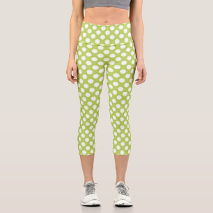 Leggings Capri Pois verts, Motif à points Polka, points, pointill