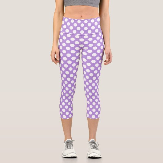 Leggings Capri Pois violets, Motif à points Polka, points, pointi (Recto)