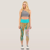 Leggings Capri Poisson tropical à queue en éventail Aquarelle (Recto)
