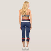 Leggings Capri Poke Bleu Points, Chevron Haut Taille Capris (Verso)