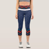 Leggings Capri Poke Bleu Points, Chevron Haut Taille Capris (Recto)