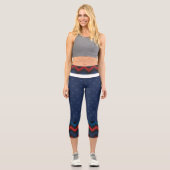 Leggings Capri Poke Bleu Points, Chevron Haut Taille Capris (Recto)