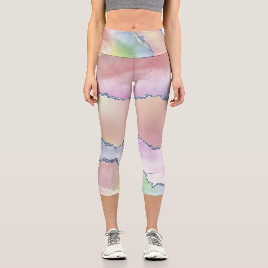 Leggings Capri Porte de pêche | Pretty Soft Pastel Aquarelle Ombr (Recto)