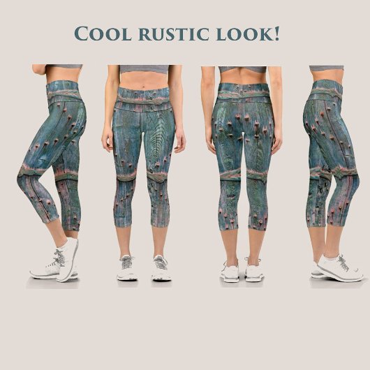 Leggings Capri Porte en bois décoratif cool