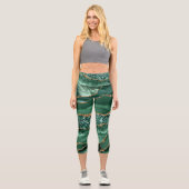Leggings Capri Porte Vert Parties scintillant or Marbre Gemstone (Recto)
