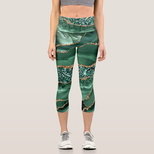 Leggings Capri Porte Vert Parties scintillant or Marbre Gemstone (Recto)