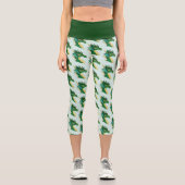 Leggings Capri Portrait de dragon vert (Recto)