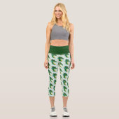 Leggings Capri Portrait de dragon vert (Recto)