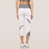 Leggings Capri Portrait de vache highland monogramme initial noir (Verso)
