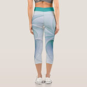 Leggings Capri Position, Abstrait bleu turquoise fractal (Verso)