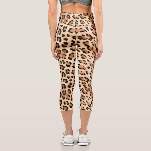 Leggings Capri Poster de animal Leopard de crème (Verso)