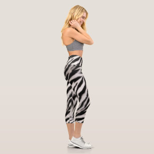 Leggings Capri Poster de animal noir blanc Zebra