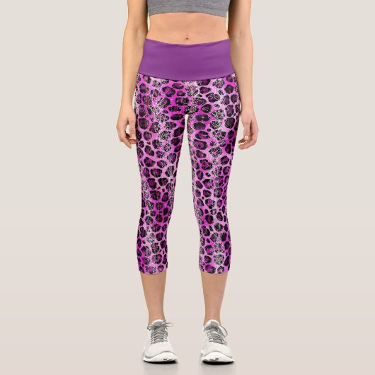 Leggings Capri Poster de animal pourpre Capris (Recto)