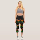 Leggings Capri Poulets colorés Brown rouge vert (Recto)