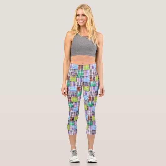 Leggings Capri Preppy Patchwork Madras Look #1 (Recto)