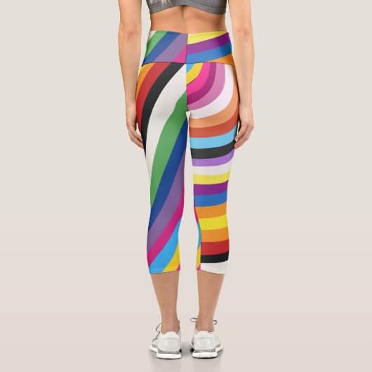 Leggings Capri Pride Flag Colorful Stripes Pattern (Verso)