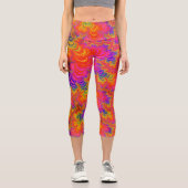 Leggings Capri Psychédélique Funky Hippie Boho Neon arc-en-ciel F (Recto)