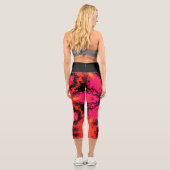 Leggings Capri Psychédélique Hippie Fleur rose Rouge et Leggi Noi (Verso)