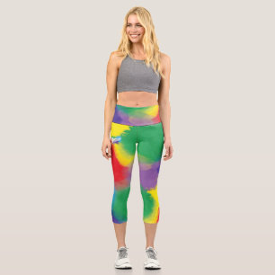 Leggings Capri Pupitre arc-en-ciel gras aquarelle peinture numéri