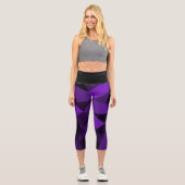 Leggings Capri Purple black geometric mesh pattern (Recto)